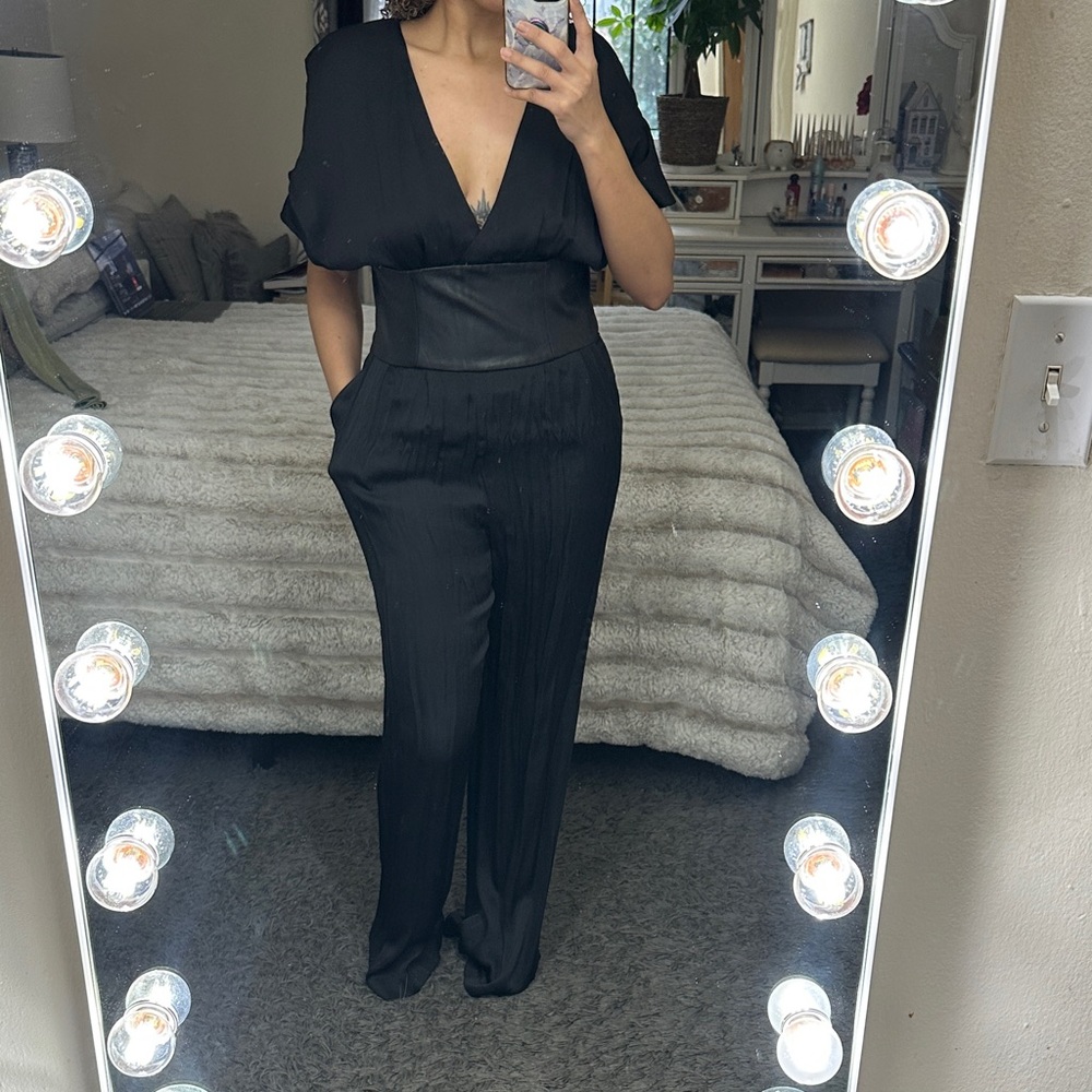 Bebe New Elegant Black Jumpsuit size Large new with tags